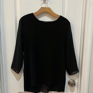 Ann Taylor Black Blouse with Three-Quarter Sleeves